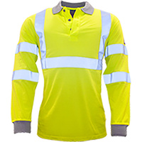 Portwest Flame Resistant Anti-Static Hi-Vis Long Sleeve Polo Shirt