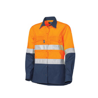 TRU Workwear Ladies Ripstop Hi-Vis Cotton Vented Shirt with 3m Tape