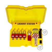 Wall Mounted Lockout Station with Lid 4 Padlocks